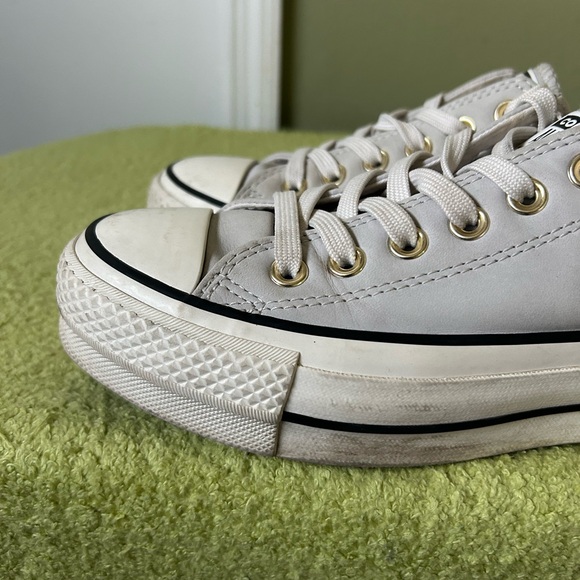 Converse Platform Pale Grey Leather Low Top Women’s Sneakers Sz 6.5 - Picture 9 of 14